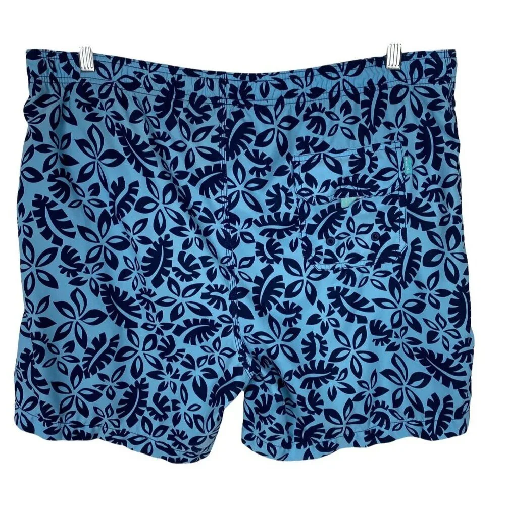 TOMMY BAHAMA Men‎ Swim Trunks Boardshorts Tie Waist Sz M Blue Floral Beachy 45-7